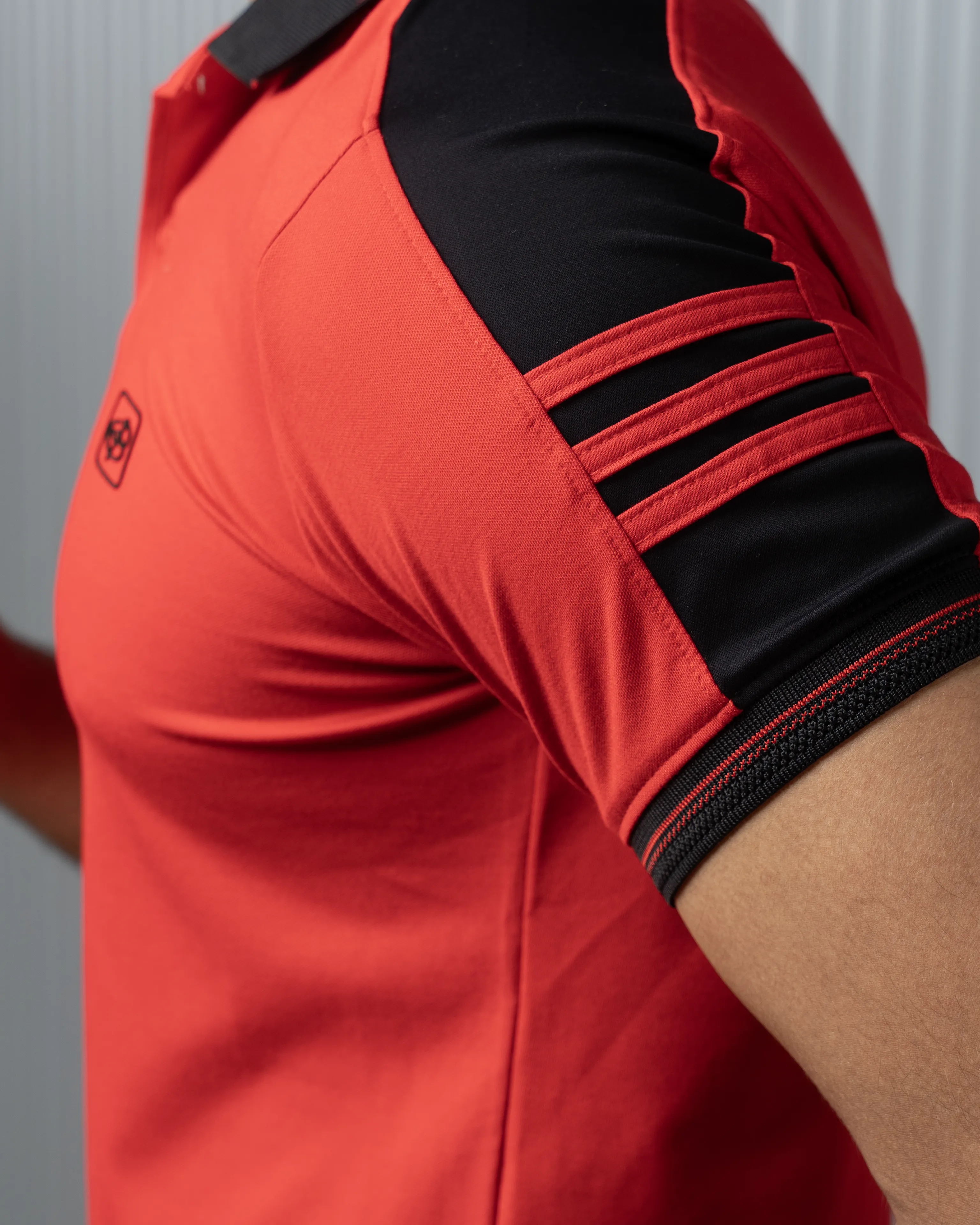 Contrast Panel Stripe Polo T-Shirt